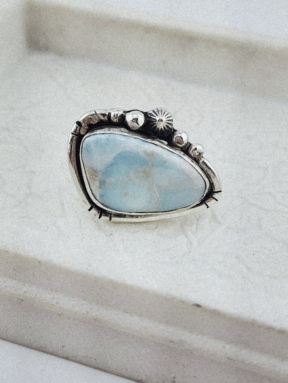 LARIMAR RING HANDMADE IN STERLING SILVER UNISEX SIZE 9 - Picture 2 of 16
